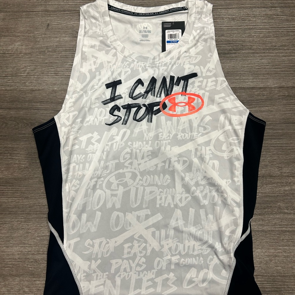 Under Armour Alter Ego Compression Tank Top I Cant Stop White Grey XL 1384027